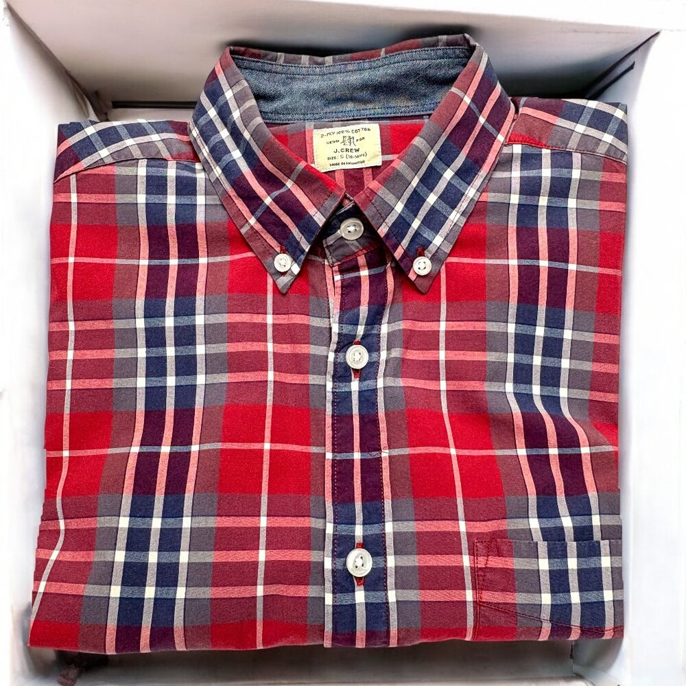J. Crew Red Plaid‎ 2 Ply Cotton Collared Button Up Shirt